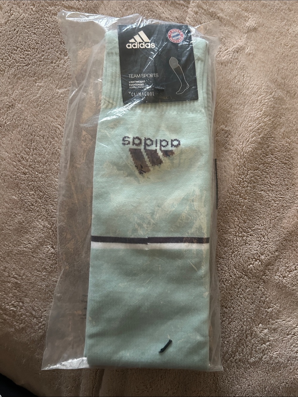 BAYERN adidas Mint Green Crew Socks with Black Accents
